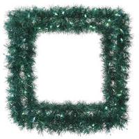 Vickerman 30" Artificial Aqua Tinsel Square Wreath 50 Teal Miniature Lights