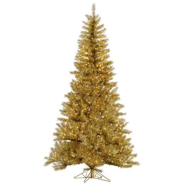 10' x 63" Gold / Silver Tinsel 1,300 Clear DuraLit Miniature Lights