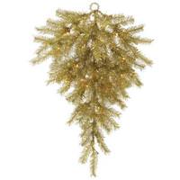 Vickerman 36" Artificial Gold / Silver Tinsel Teardrop 50 Clear DuraLit Miniature Lights