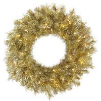 Vickerman 24" Artificial Gold / Silver Tinsel 50 Clear DuraLit Miniature Lights
