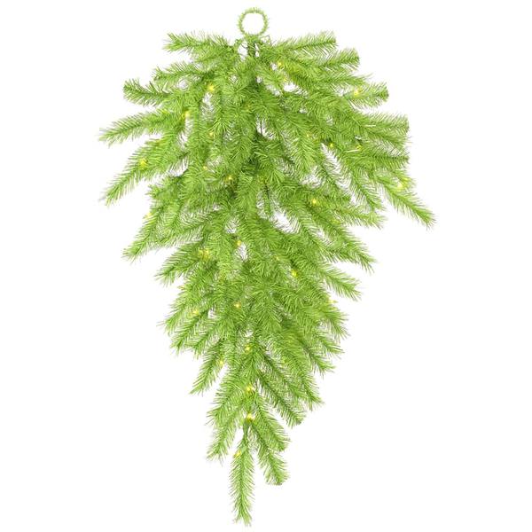 36" Artificial Lime / Green Tinsel Teardrop 50 Lime Miniature Lights