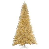 Vickerman 10' x 63" White / Gold Tinsel Tree 1300 Warm White LED Lights
