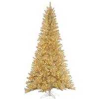 Vickerman 10' x 63" White / Gold Tinsel 1,300 Clear Miniature Lights