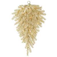 Vickerman 36" Artificial White / Gold Tinsel Teardrop 50 Clear DuraLit Miniature Lights