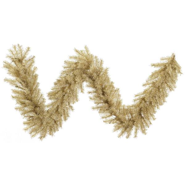 9' x 14"Artificial  White / Gold Tinsel Garland