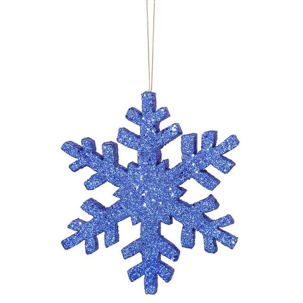 8" Blue Outdoor Glitter Snowflake Ornament
