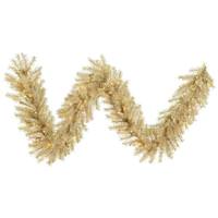 Vickerman 9' x 14" Artificial White Gold Tinsel Garland 100 Warm White LED Lights