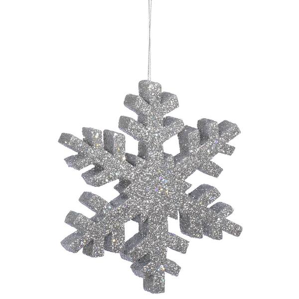 8" Silver Outdoor Glitter Snowflake Ornament