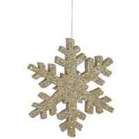 View 8" Champagne Outdoor Glitter Snowflake Ornament