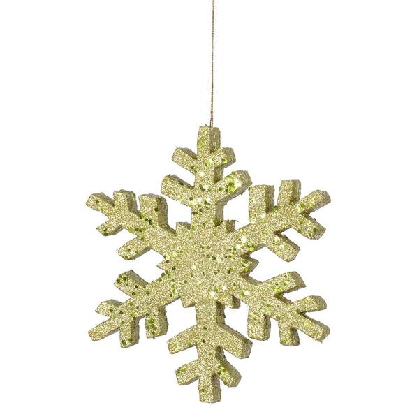 8" Lime Outdoor Glitter Snowflake Ornament