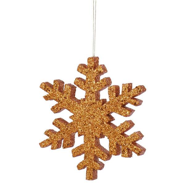 8" Rose Gold Outdoor Glitter Snowflake Ornament