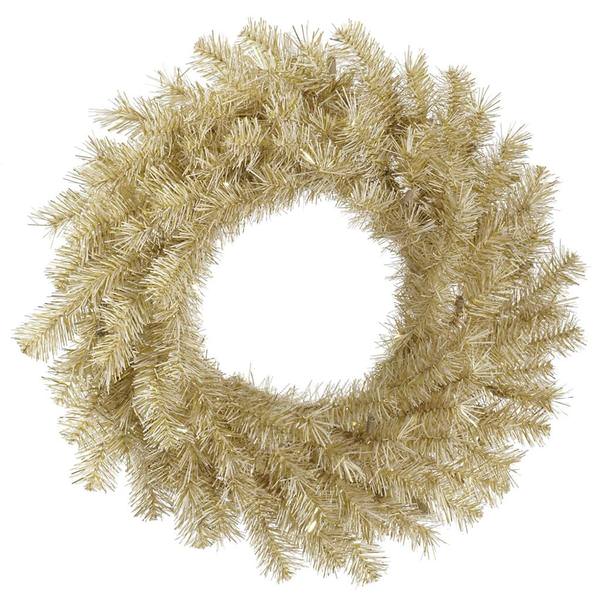 48" Artificial White / Gold Tinsel Wreath