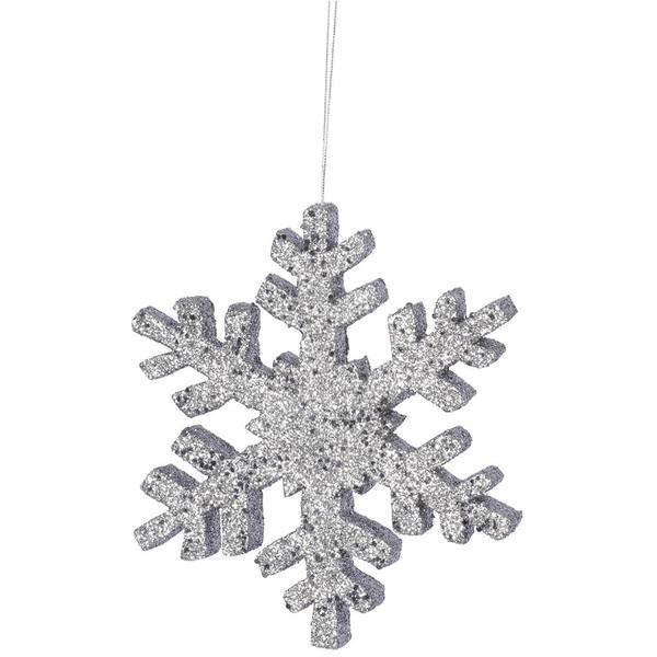 8" Pewter Outdoor Glitter Snowflake Ornament
