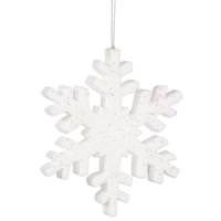View 12" White Outdoor Glitter Snowflake Ornament