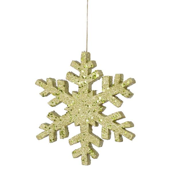 12" Lime Outdoor Glitter Snowflake Ornament