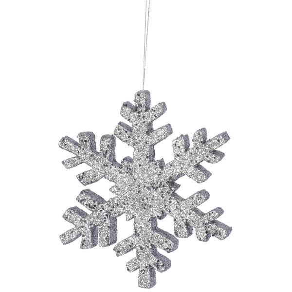 12" Pewter Glitter Snowflake Outdoor Ornament
