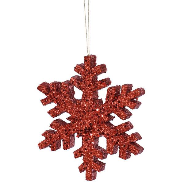 18" Red Outdoor Glitter Snowflake Ornament