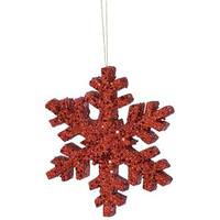 View 18" Red Outdoor Glitter Snowflake Ornament