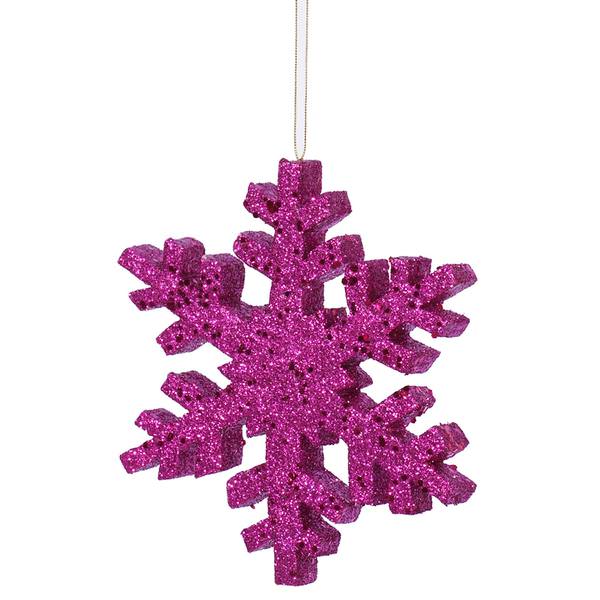 18" Magenta Outdoor Glitter Snowflake Ornament