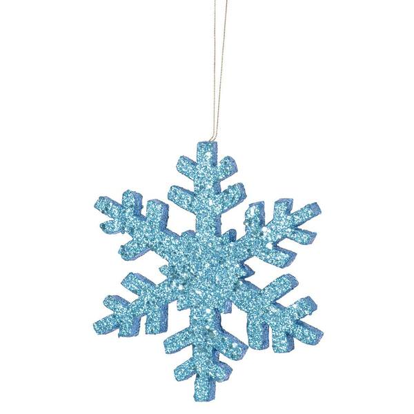 18" Turquoise Outdoor Glitter Snowflake Ornament