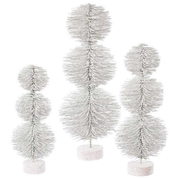 20" 24" 28" White Snow Topiary Set