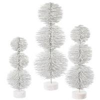 Vickerman 20" 24" 28" White Snow Topiary Set