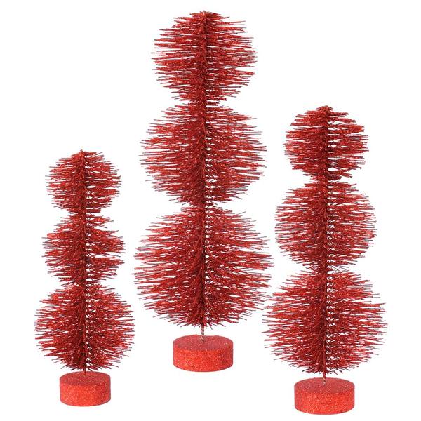 20" 24" 28" Red Glitter Topiary Set