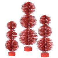 Vickerman 20" 24" 28" Red Glitter Topiary Set