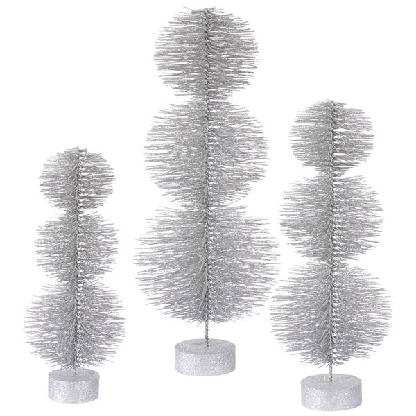 20" 24" 28" Silver Glitter Topiary Set