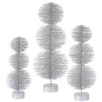 Vickerman 20" 24" 28" Silver Glitter Topiary Set