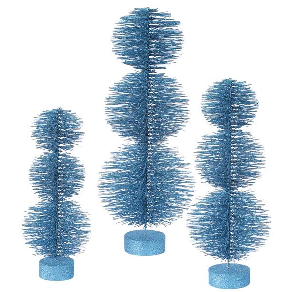 20" 24" 28" Turquoise Glitter Topiary Set