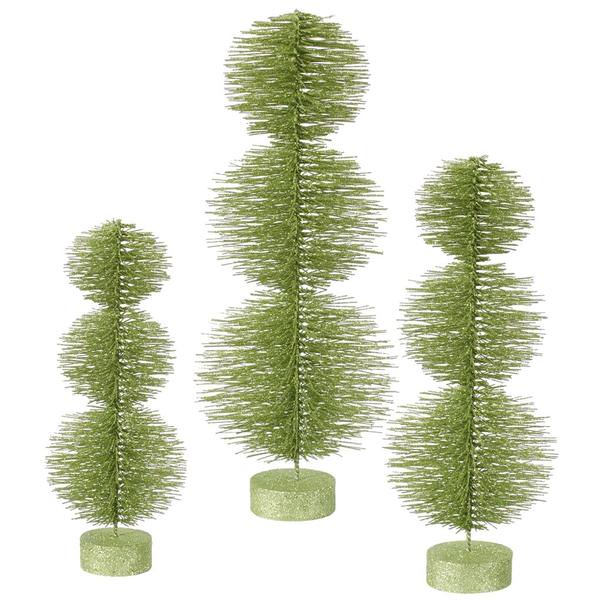 20" 24" 28" Lime Green Glitter Topiary Set