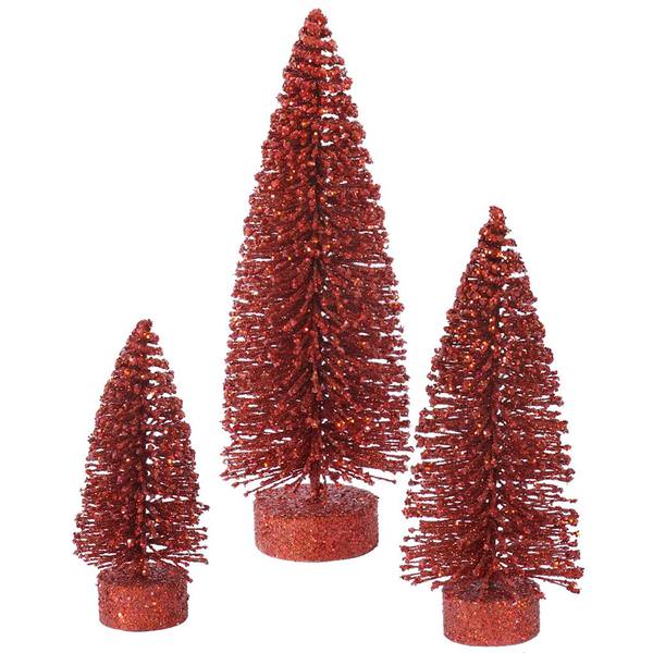 5" 7" 9" Red Glitter Oval Tree Set