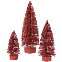 View 5" 7" 9" Red Glitter Oval Tree Set