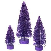 Vickerman 5" 7" 9" Purple Glitter Oval Tree Set