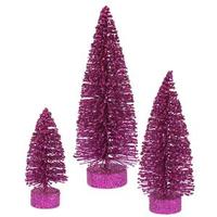 Vickerman 5" 7" 9" Magenta Glitter Oval Tree Set