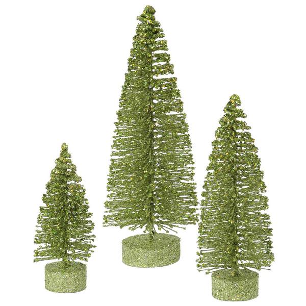 5" 7" 9" Lime Green Glitter Oval Tree Set