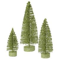 View 5" 7" 9" Lime Green Glitter Oval Tree Set