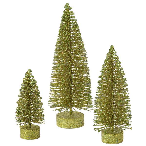 5" 7" 9" Olive Glitter Oval Tree Set