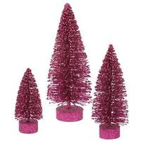 Vickerman 5" 7" 9" Dark Mauve Glitter Oval Tree Set