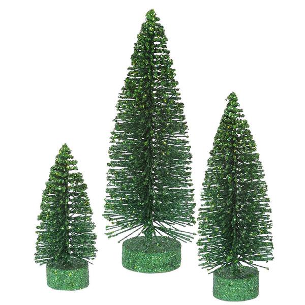 5" 7" 9" Emerald Glitter Oval Tree Set