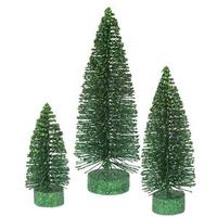 Vickerman 5" 7" 9" Emerald Glitter Oval Tree Set