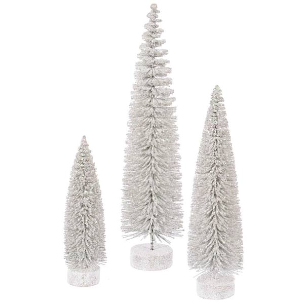 12" 16" 20" White Snow Oval Tree Set