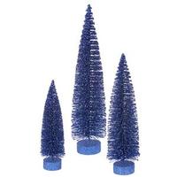 Vickerman 12" 16" 20" Blue Glitter Oval Tree Set