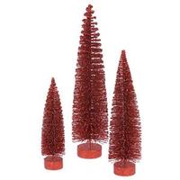 Vickerman 12" 16" 20" Red Glitter Oval Tree Set