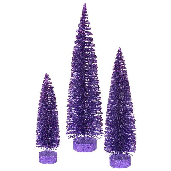 12" 16" 20" Purple Glitter Oval Tree Set