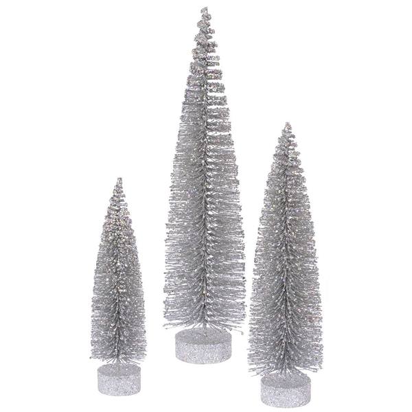 12" 16" 20" Silver Glitter Oval Tree Set