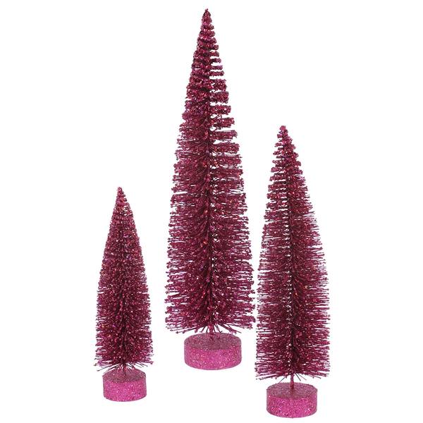 12" 16" 20" Dark Mauve Glitter Oval Tree Set