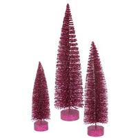 Vickerman 12" 16" 20" Dark Mauve Glitter Oval Tree Set