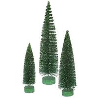 Vickerman 12" 16" 20" Emerald Glitter Oval Tree Set